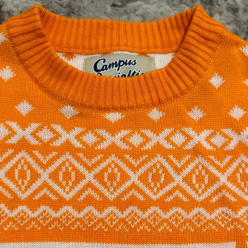 Campus Specialties Tennessee Volunteers NCAA Orange Fair Isle Sweater Mens Small